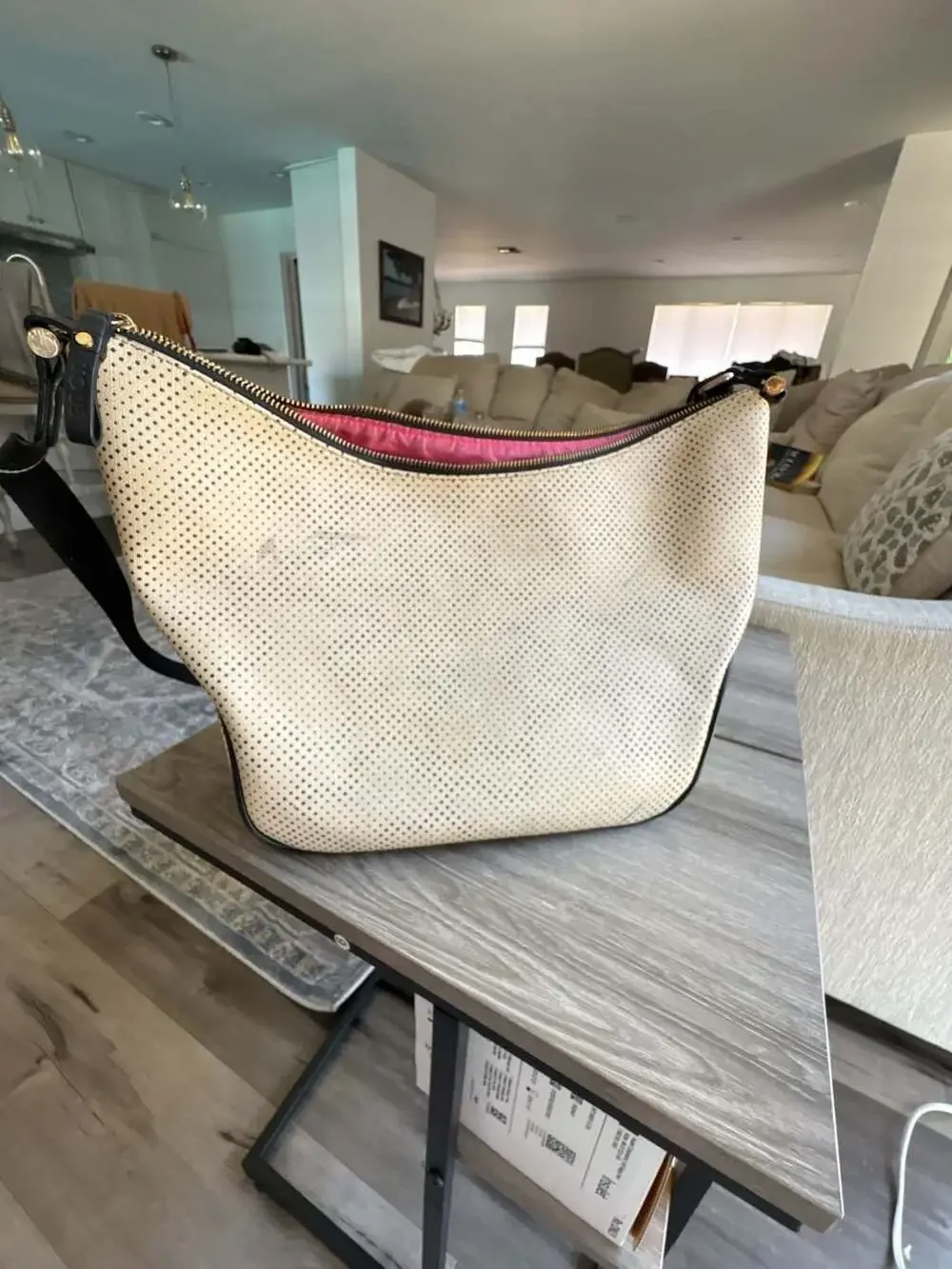 TOUS Perforated Hobo Shoulder Bag with Pink Lining